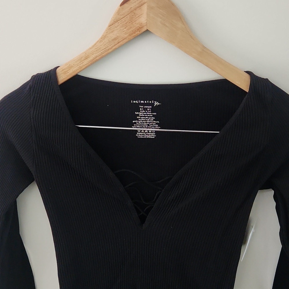 NWT FP Black Ribbed Top - Picture 2 of 7